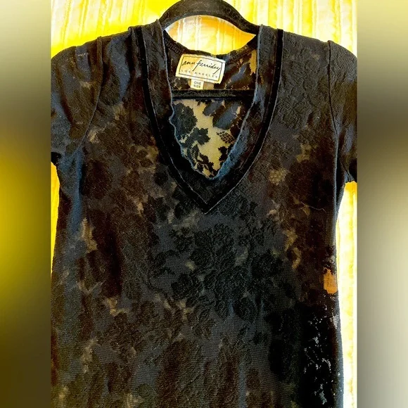 Y2K 90’s  Ann Farriday One Size Dress Stretch Lace 3/4 Sleeve EUC whimsygoth - Picture 2 of 8